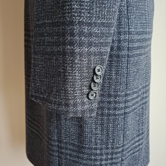 NEW Pal Zileri Wool Plaid Dark Grey Coat Jacket Size 48/S - Picture 7 of 16